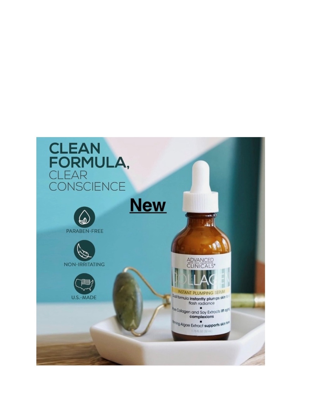 New Advanced Clinicals, Collagen, Instant Plumping Serum 1.75oz/52ml box ⭐️⭐️⭐️